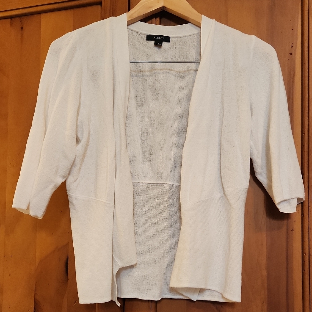 Alfani Women's White Open-Front Cardigan
